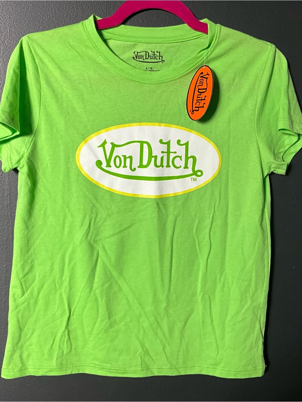 Von Dutch Bright Lime Green Logo Tee